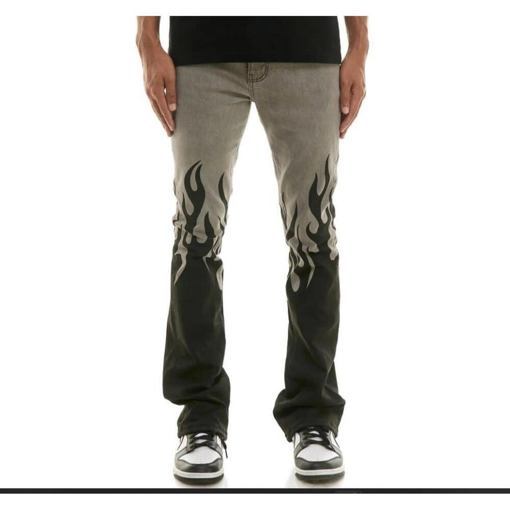 Kdnk Mens Flame Skinny Flare Jeans Size 32